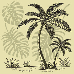 seamless pattern with palm trees