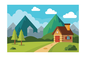 Naklejka premium house in the mountains