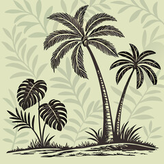 seamless pattern with palm trees