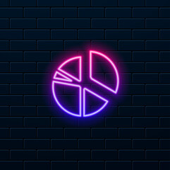 Round graphic fraction circle shape vector element. geometric diagram division section cone. Chart division wheel. neon style.Pizza chart circle symbol disco. circle pie chart