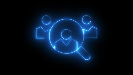 Magnifying glass focusing on human resource manager. concept of company service to recruit customers, network links worldwide, hiring, and recruitment process manage on transparent background.