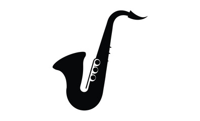 Saxophone with notes silhouette