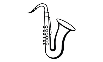 Saxophone with notes silhouette
