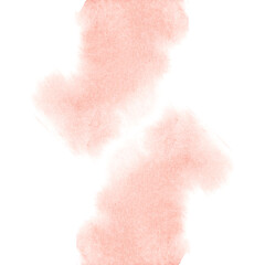 Watercolor spots of peach and terracotta color. Abstract background of paints. Painted template of blurred drops. Drawing on canvas. Clipart for greeting card, label, wedding invitation