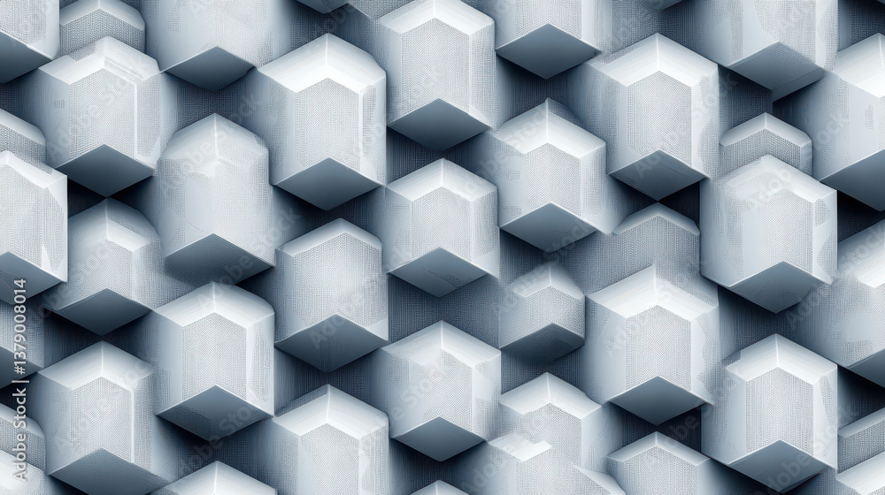 Poster geometric polygonal 3d box structure seamless pattern for modern design concepts