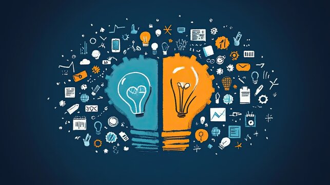 Team collaboration and innovation through digital tools, brainstorming apps, cloud-based communication, and virtual workshops designed to foster creative ideas and teamwork.