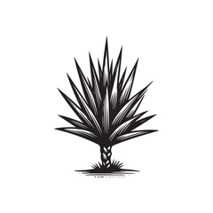 Fototapeta premium Simple Yucca Plant Front View Vector Icon – Vintage Logo & Retro Illustration