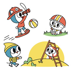 Cartoon pirate boy with treasure chest and treasure in a fun kids illustration