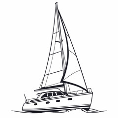yacht on white background