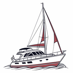 yacht on a white background