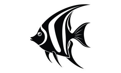 Angelfish fish vector silhouette, angelfish fish on white background 