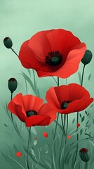 Obraz premium Red poppies in a magical illustration with a soft bokeh background image
