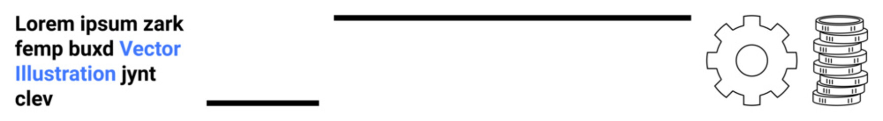 Gear shape and stack of discs with placeholder text, representing process, technology, and systems. Ideal for workflow, automation, development, engineering, teamwork innovation simple landing page