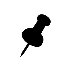 Illustration of a black pushpin with a sharp point on a white background drawing style