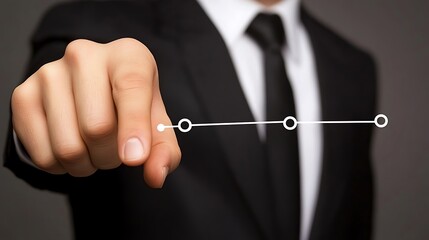 A professional person is pointing at a straight line