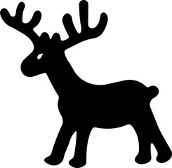 Deer Cute cartoon funny reindeer icon in flat. perfect for holiday themes, isolated on transparent background