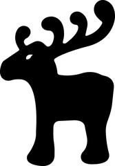Deer Cute cartoon funny reindeer icon in flat. perfect for holiday themes, isolated on transparent background