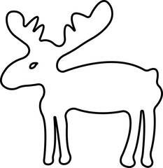 Deer Cute cartoon funny reindeer icon in line. perfect for holiday themes, isolated on transparent background.