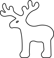 Deer Cute cartoon funny reindeer icon in line. perfect for holiday themes, isolated on transparent background.