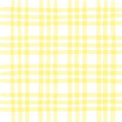 Yellow Plaid Gingham Hand Drawn Background Pattern Overlay