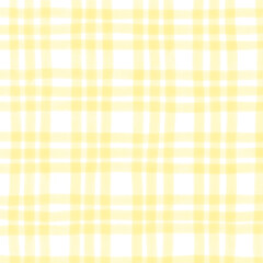 Yellow Plaid Gingham Hand Drawn Background Pattern Overlay