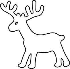 Deer Cute cartoon funny reindeer icon in line. perfect for holiday themes, isolated on transparent background.