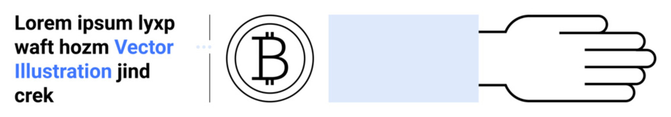 Bitcoin logo near an open hand gesture suggesting transaction, trade, or cryptocurrency economy. Ideal for fintech, blockchain, investment, payment, e-commerce, exchange platform simple landing page