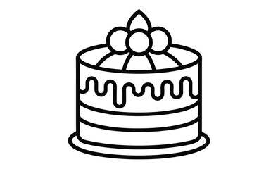 Cake isolated on white silhouette