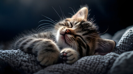 A cat lies very relaxed and gathers energy through deep sleep