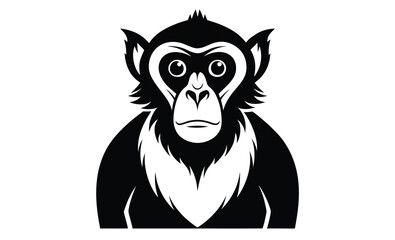 Gibbon on white design silhouette, gibbon on white background