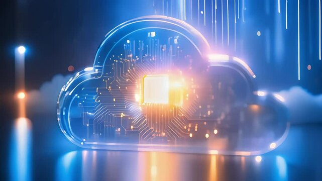 Digital Cloud Computing Abstract with Neural Network Connections