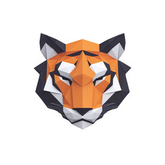 Fototapeta premium Low-poly tiger design isolated transparent background geometric art