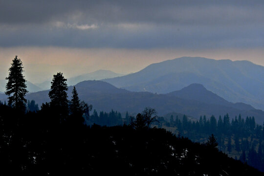 Mountains fading into purple haze, Blue Ridge Vista Point, &ldquo;East Kings Canyon Highway", California State Route 180 