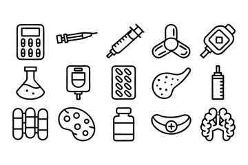 diabetes mellitus related editable stroke outline