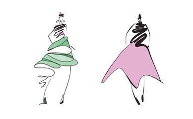 Vector illustration, Fashion woman, Fashion illustration hand drawn, for logo web 