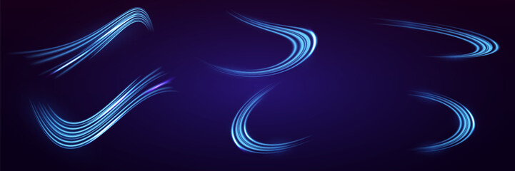 Neon lines. Speed ​​of movement acceleration. Magic of fast moving lines. Vector illustration. EPS 10.