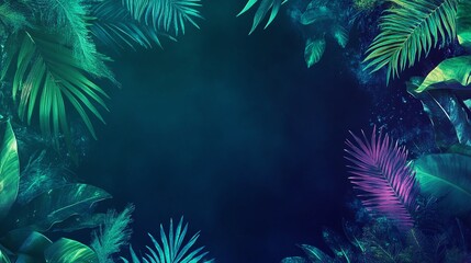Naklejka premium Lush tropical leaves in summer background nature scene graphic design