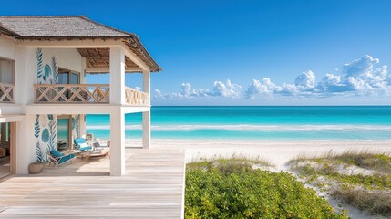 Luxurious beach house on pristine shore