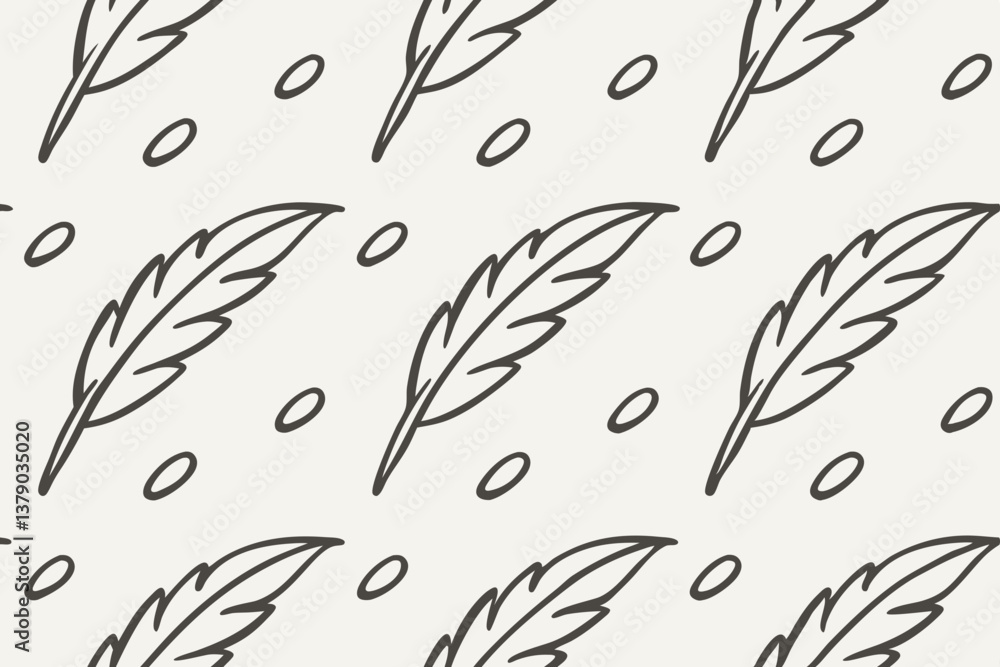 Poster seamless pattern design simple feathers and dots background