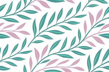 Fototapeta premium Seamless Teal and Pink Leaf Botanical Branch Pattern Design