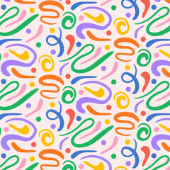 Fototapeta premium Colorful swirls, seamless cheerful background.
