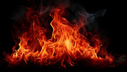 the red fire on a black background