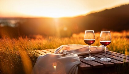 a beautiful sunset of a summer vacation with a glass of wine -  living well isn't against the law