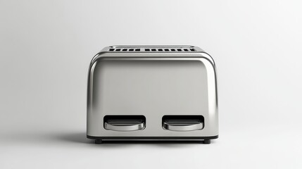 Sleek stainless steel toaster with two slots, displayed on a white background with room for text