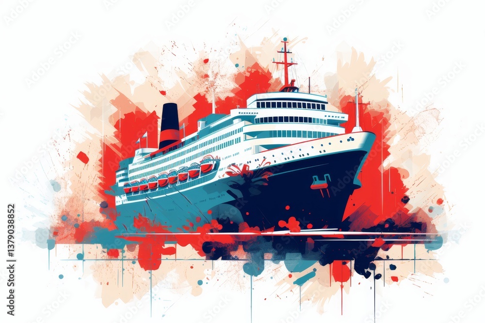 Aufkleber close up view of a modern ship isolated on a white background for clear visualization