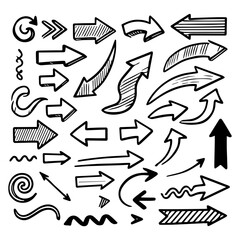 Arrow vector elements hand drawn arrows brush stroke curly arrow collection