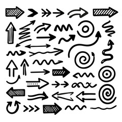Arrow vector elements hand drawn arrows brush stroke curly arrow collection