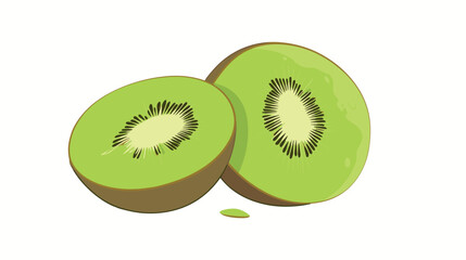 Obraz premium Fresh kiwi fruit slices isolated on white background