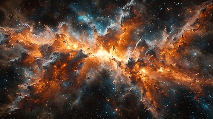 Obraz premium Fiery Nebula Cosmic Space Background