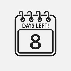 Countdown daily page calendar icon - 8 days left